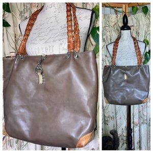 Designer Furst Leather Braided Handle Clasp Closure Tote Bag Purse OOAK